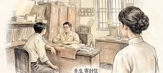 先生在祠堂门口替乡亲代写侨批